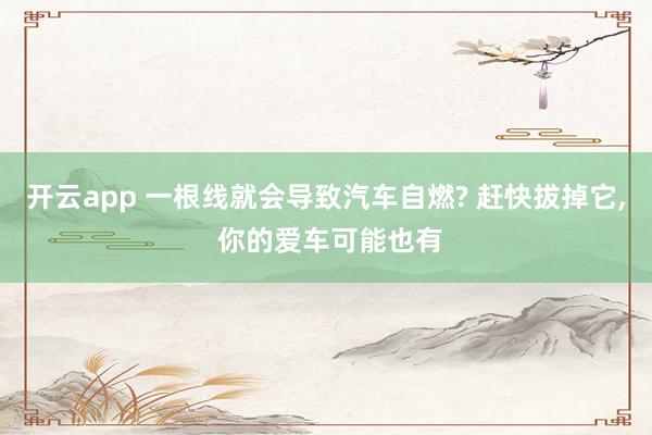 开云app 一根线就会导致汽车自燃? 赶快拔掉它, 你的爱车可能也有