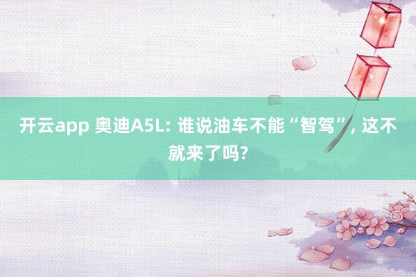 开云app 奥迪A5L: 谁说油车不能“智驾”, 这不就来了吗?