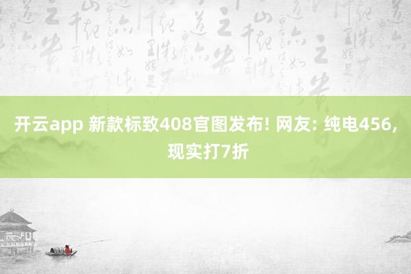 开云app 新款标致408官图发布! 网友: 纯电456, 现实打7折