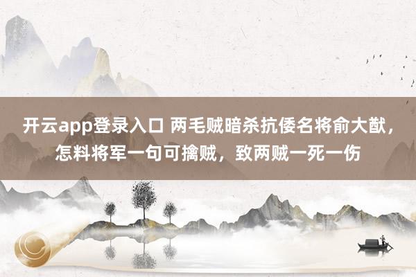 开云app登录入口 两毛贼暗杀抗倭名将俞大猷，怎料将军一句可擒贼，致两贼一死一伤