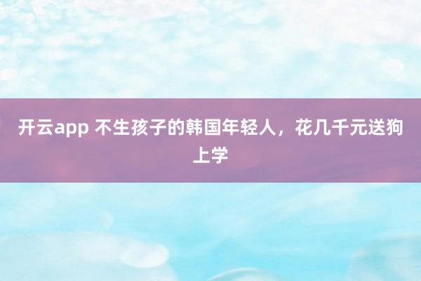 开云app 不生孩子的韩国年轻人，花几千元送狗上学
