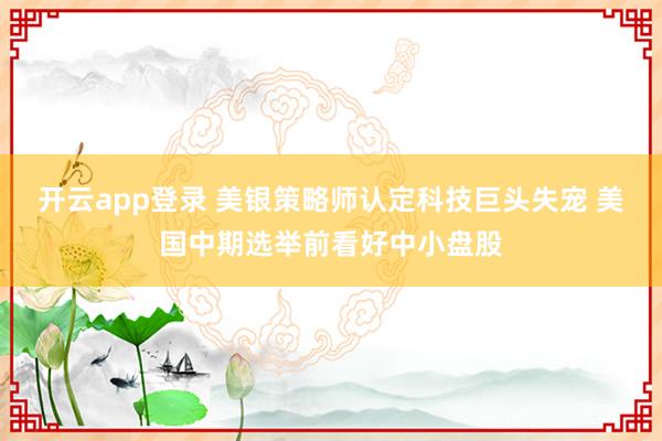 开云app登录 美银策略师认定科技巨头失宠 美国中期选举前看好中小盘股