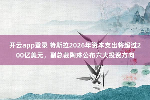 开云app登录 特斯拉2026年资本支出将超过200亿美元，副总裁陶琳公布六大投资方向