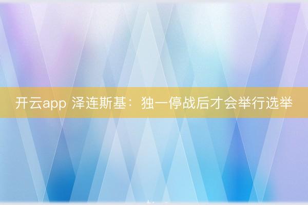 开云app 泽连斯基:独一停战后才会举行选举